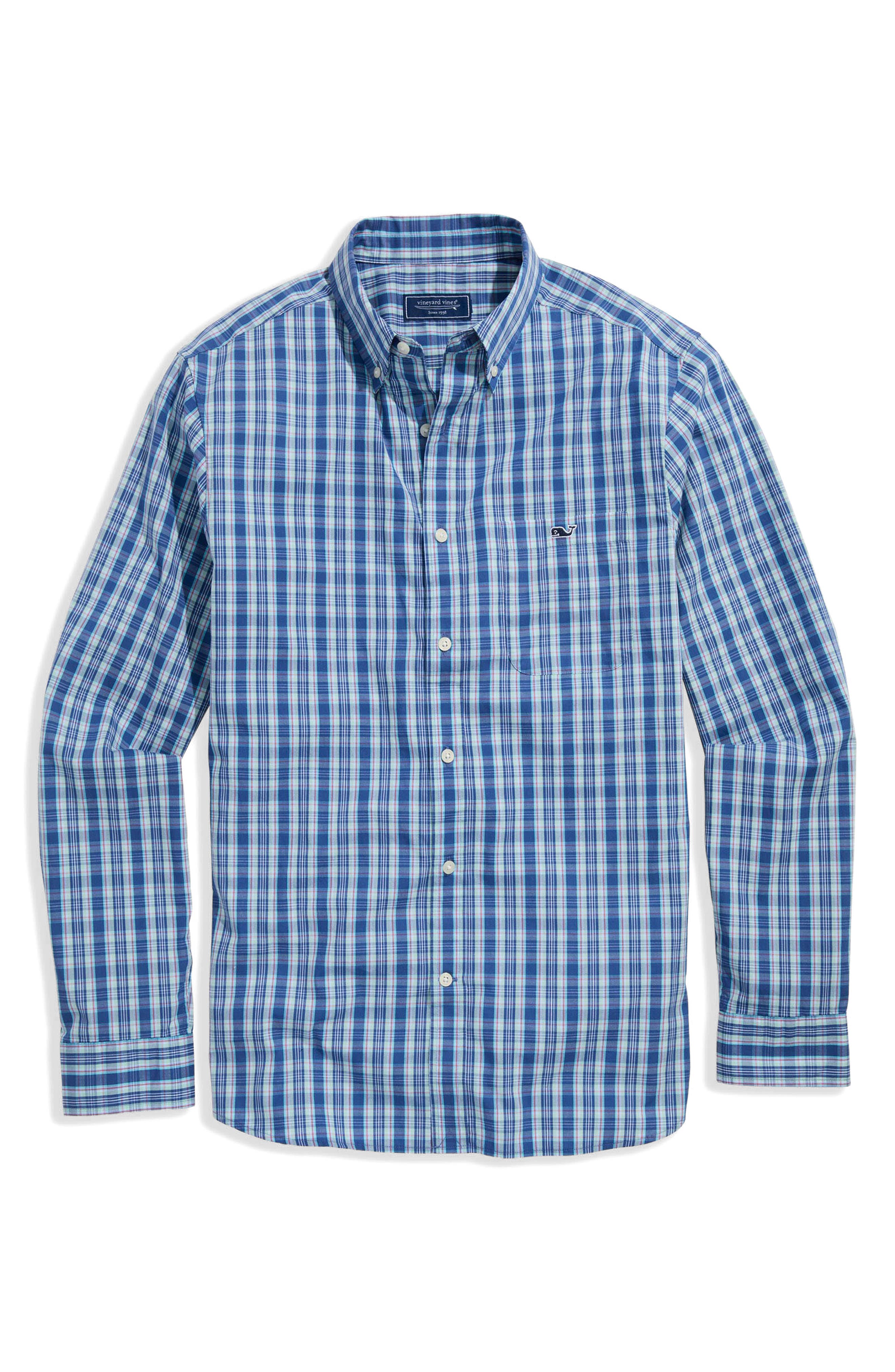 vineyard vines Wavecrest Plaid Stretch Cotton Poplin Button-Down Shirt