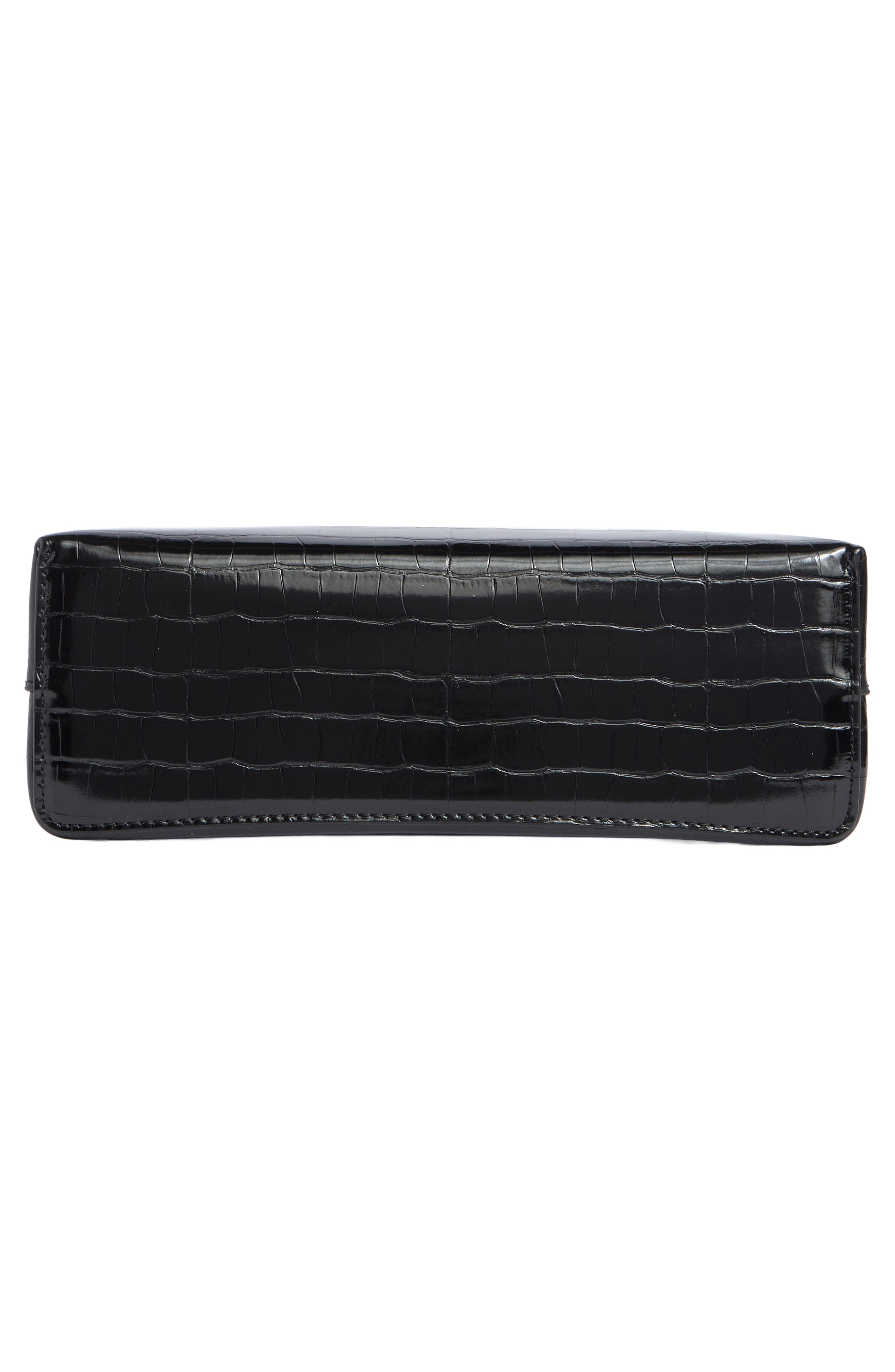 Emma Croc Embossed Top Handle Bag, Alternate, color, BLACK CROC