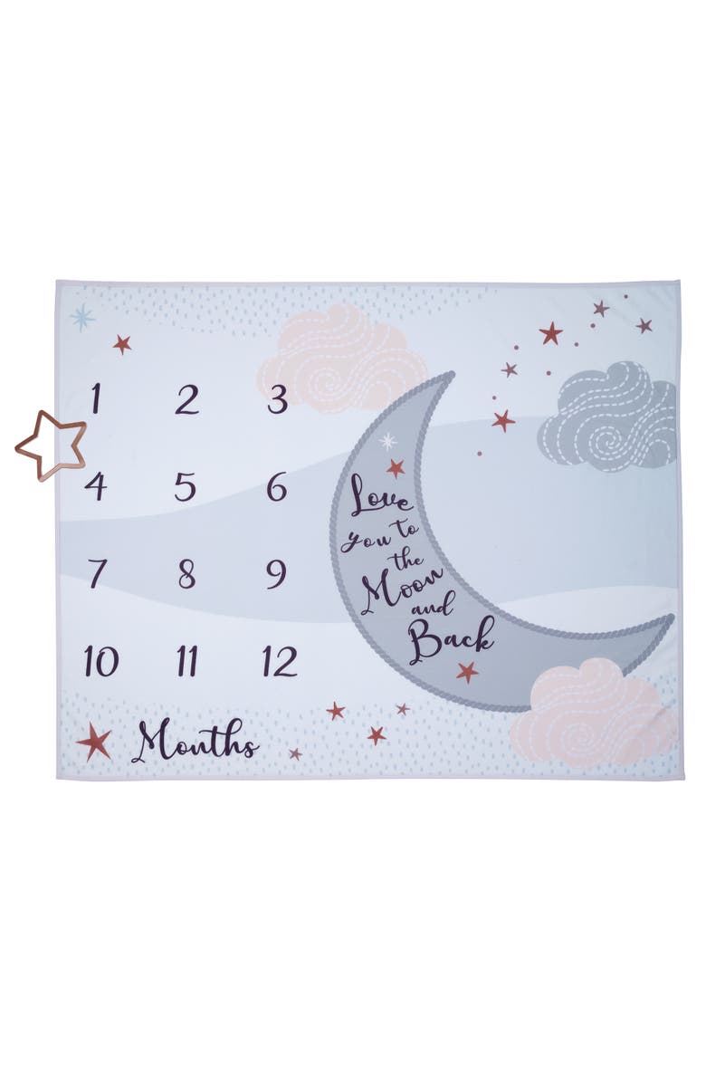 Lambs & Ivy Goodnight Moon Milestone Photo Opportunity Soft Fleece Baby Blanket, Alternate, color, Cream
