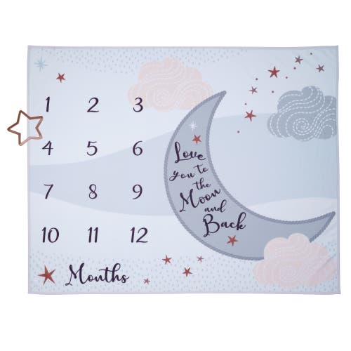 Lambs & Ivy Goodnight Moon Milestone Photo Opportunity Soft Fleece Baby Blanket In Gray