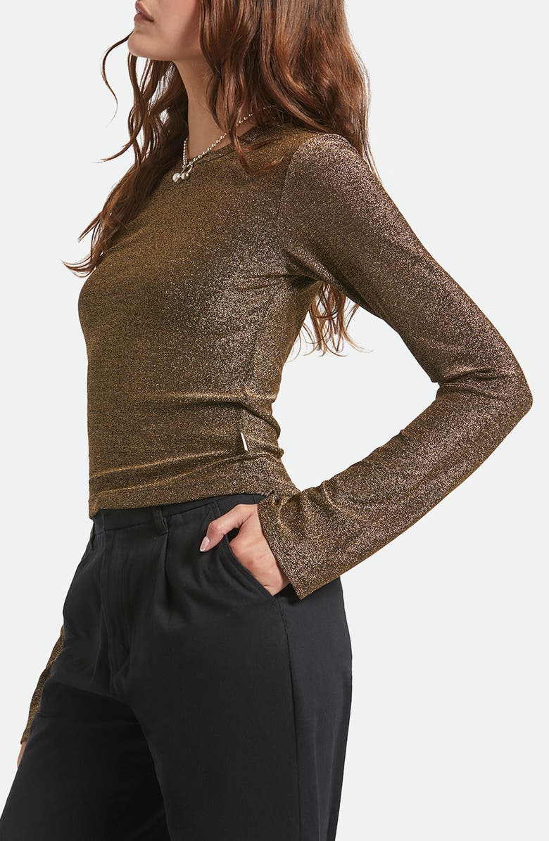 Brixton Dolly Metallic Flare Sleeve Top, Alternate, color, Gold Metallic