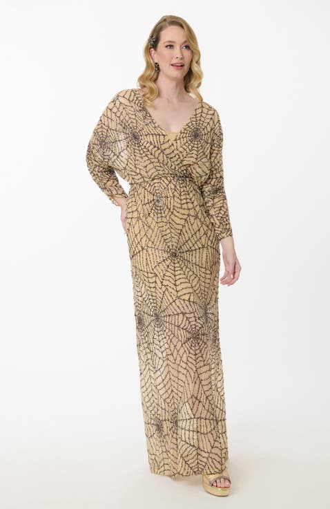 Sequin Faux Wrap Maxi Dress