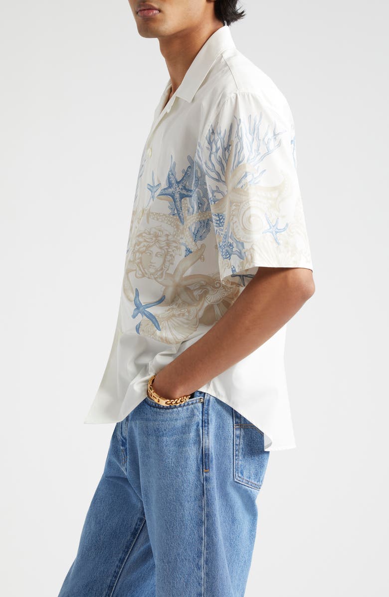 Versace Barocco Sea Print Camp Shirt, Alternate, color,
