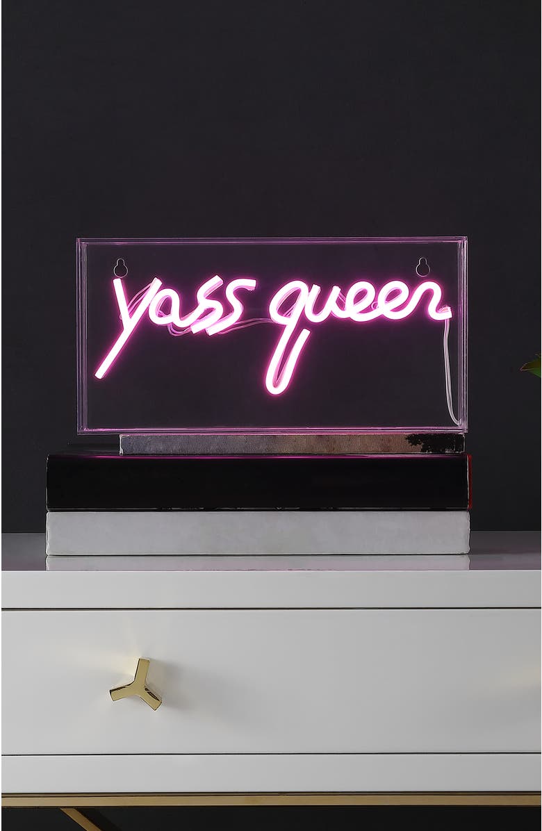 JONATHAN Y Yass Contemporary Glam Acrylic Box USB Operated LED Neon Light, Alternate, color, Pink
