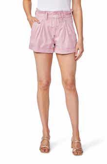 PAIGE Carly Pleated Front Paperbag Shorts