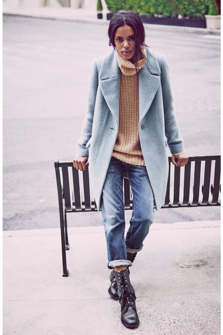 'Sicily' One-Button Wool Blend Notch Collar Coat, Alternate, color, OXFORD BLUE