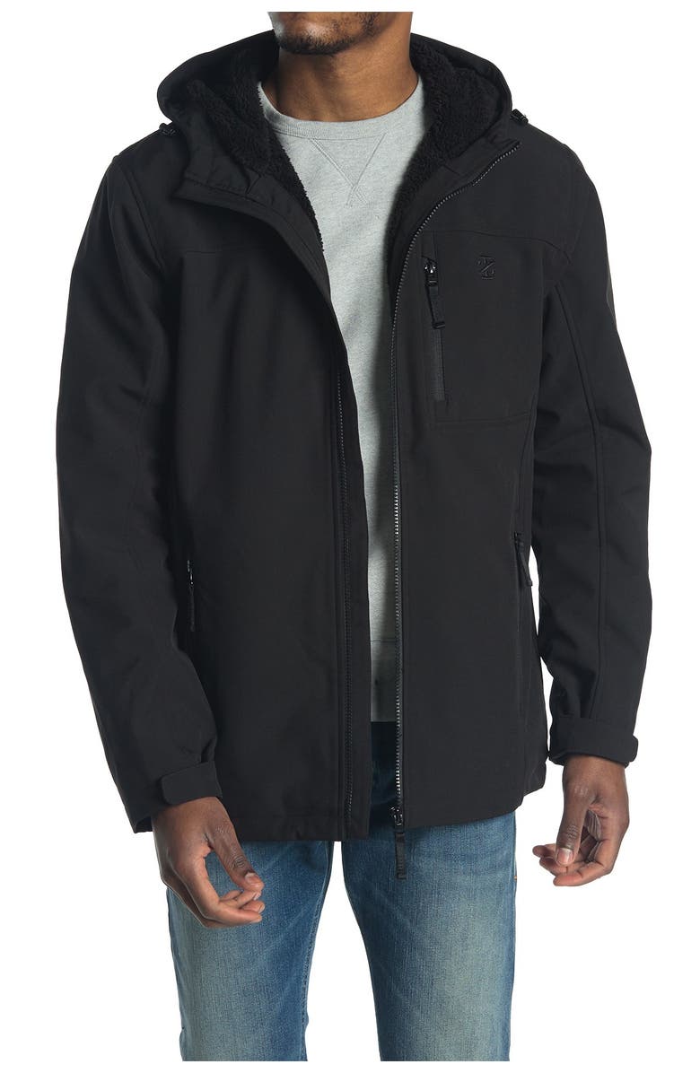 IZOD Faux Shearling Lined Hooded Jacket, Main, color, 