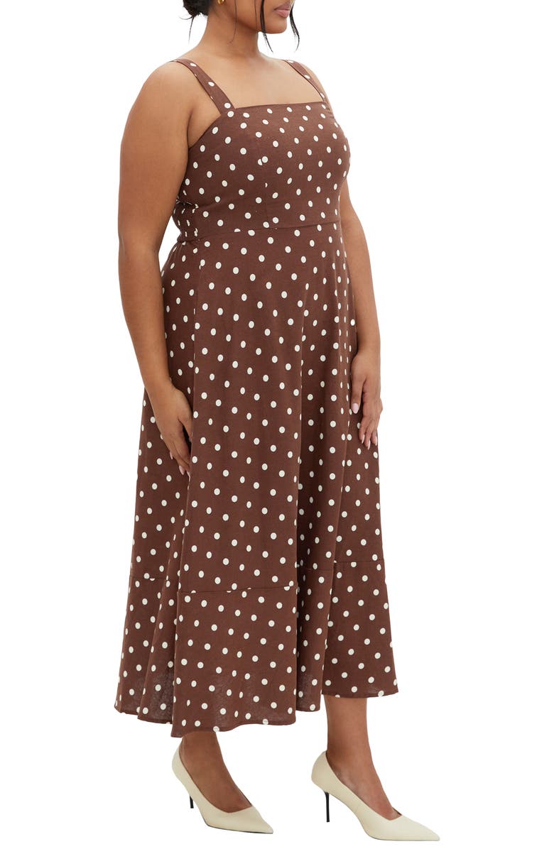 City Chic Collins Maxi Sundress, Alternate, color, Chocolate Spot