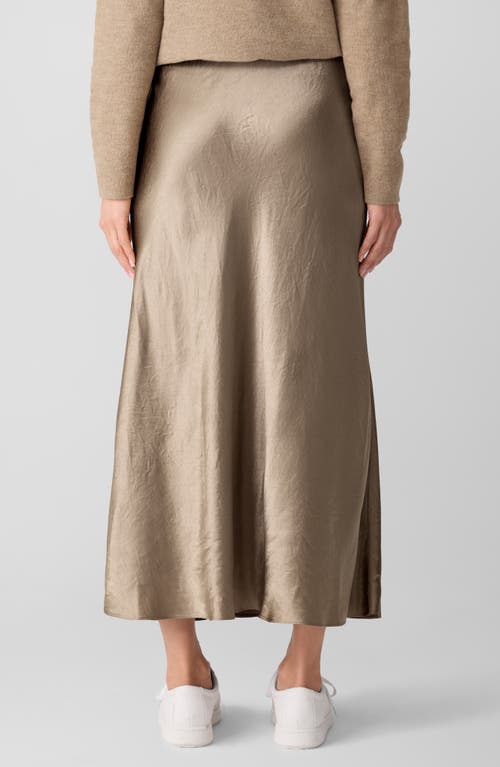 Eileen Fisher Crinkle Satin Bias Skirt In Brown