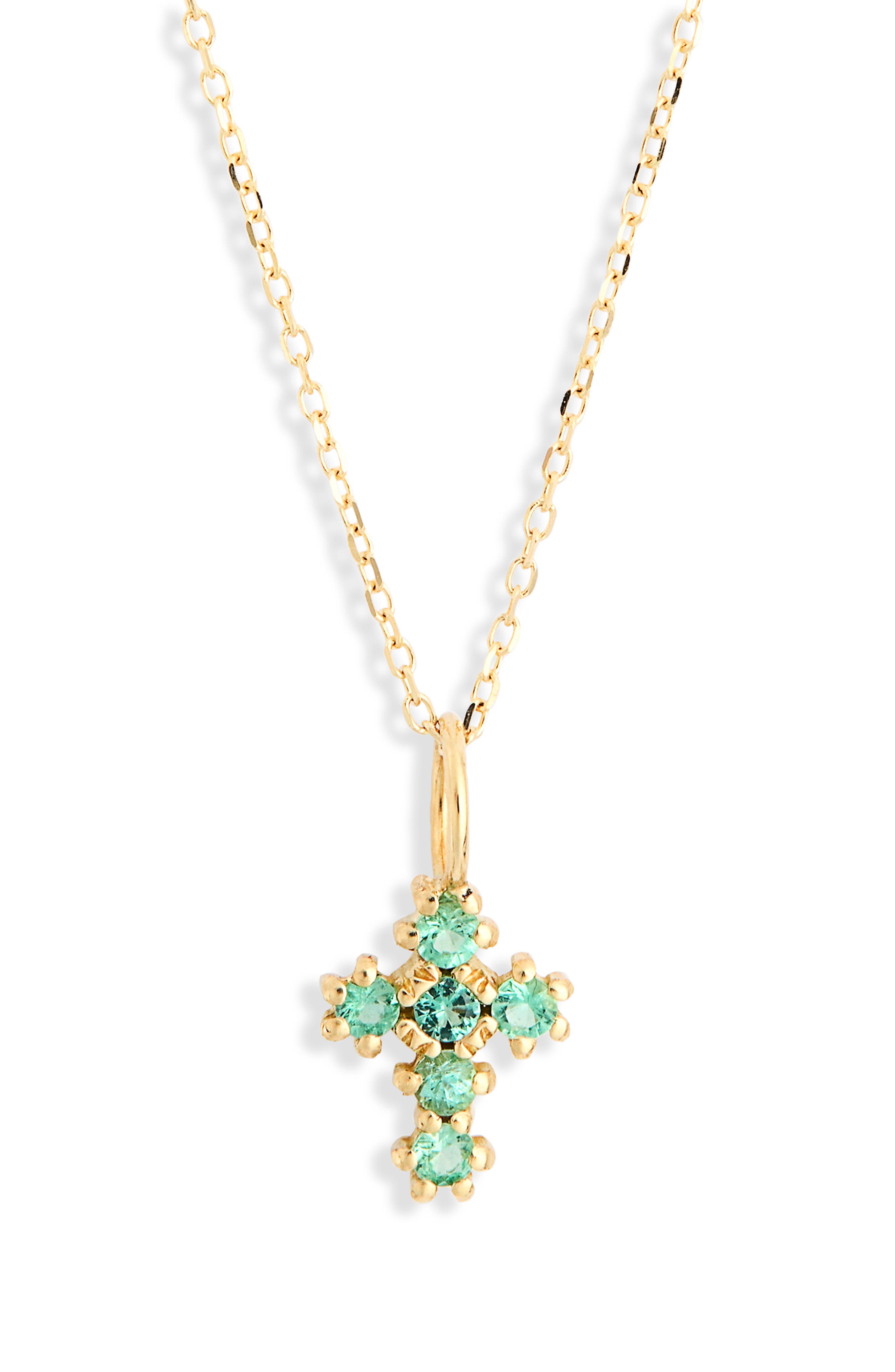 Bony Levy El Mar Emerald Cross Pendant Necklace