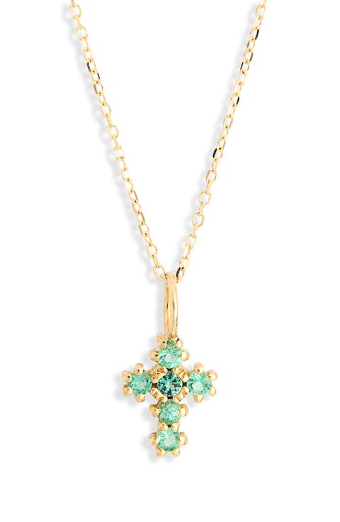 El Mar Emerald Cross Pendant Necklace
