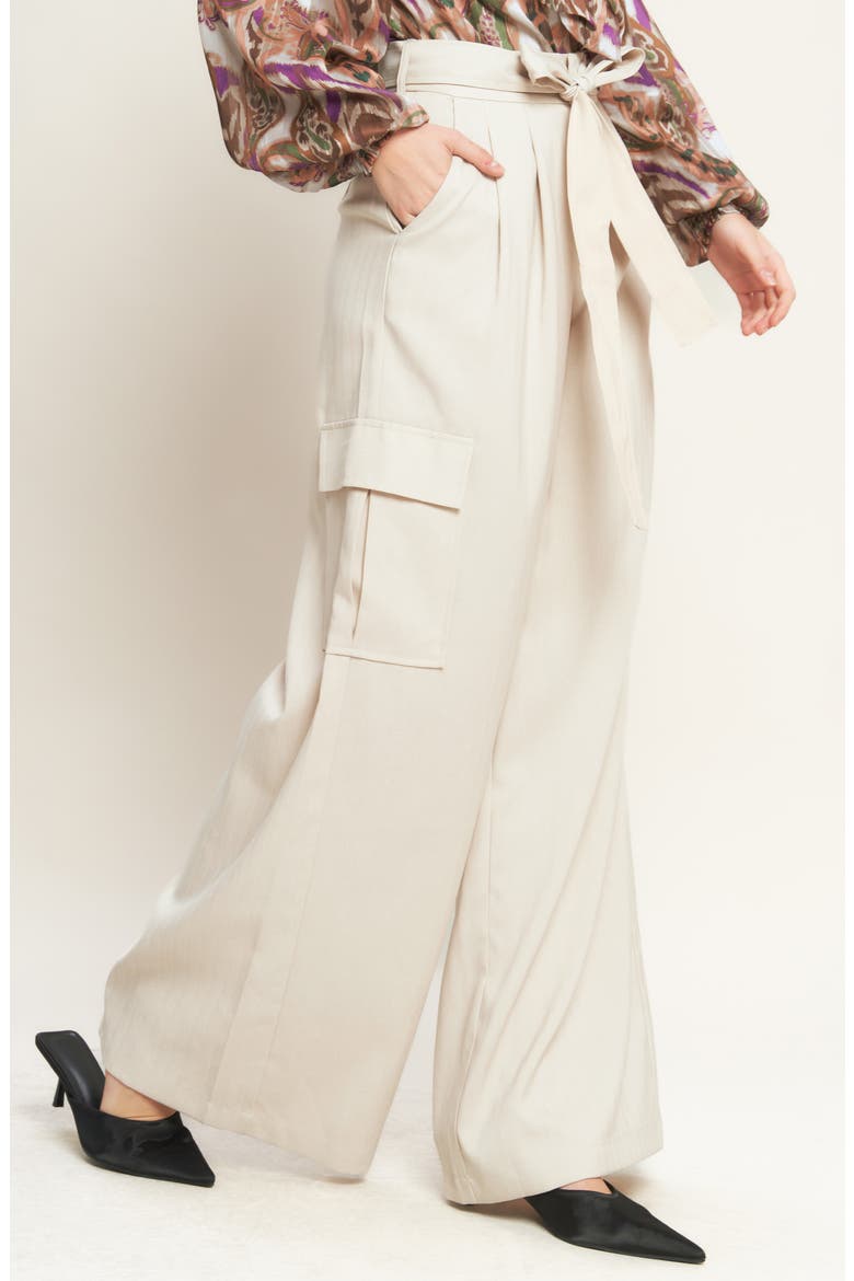 Wide Leg Woven Cargo Pants, Alternate, color, KHAKI