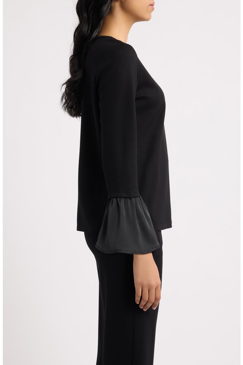 Ruffle Cuff Top, Alternate, color, ANNE BLACK