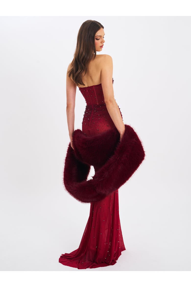Jazmin Multi-wear Faux Fur Scarf, Alternate, color, Burgundy