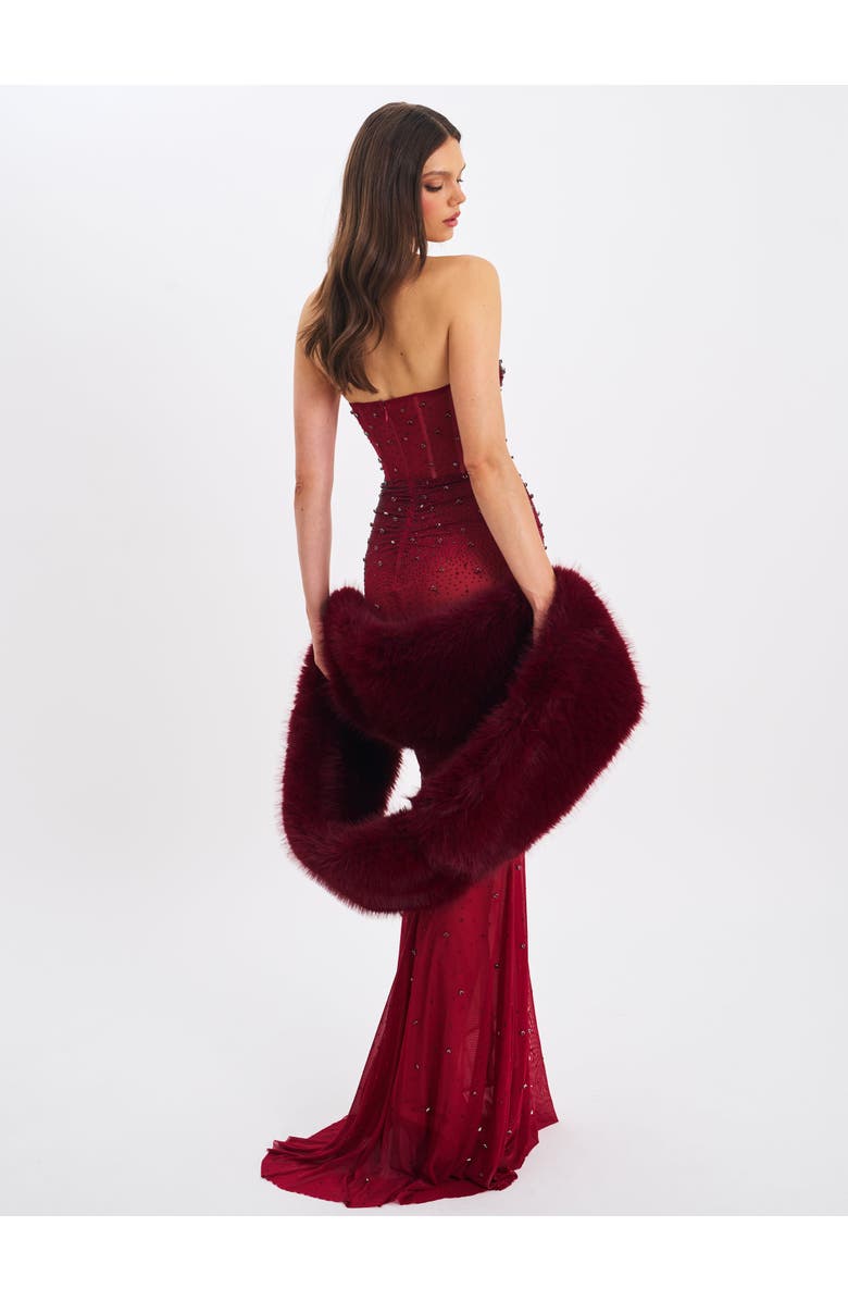 Miss Circle Jazmin Multi-wear Faux Fur Scarf, Alternate, color, Burgundy