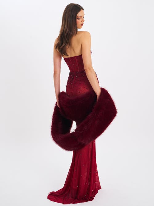 Miss Circle Jazmin Multi-wear Faux Fur Scarf In Burgundy