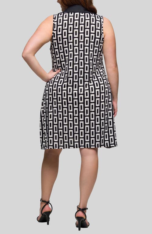 Shop 24seven Comfort Apparel Johnny Collar Sleeveless Shift Dress In Black Multi