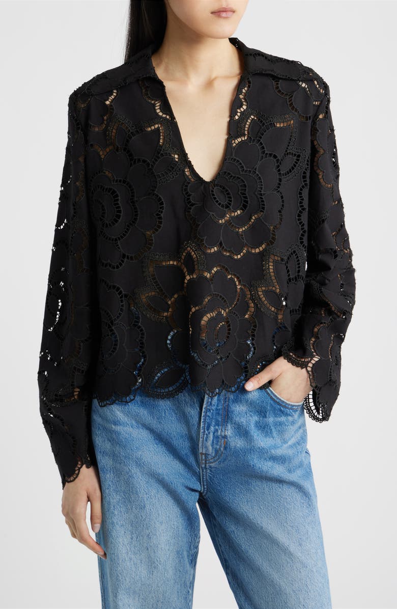 CISSA Open-Stitch Cotton Top, Main, color, Noir