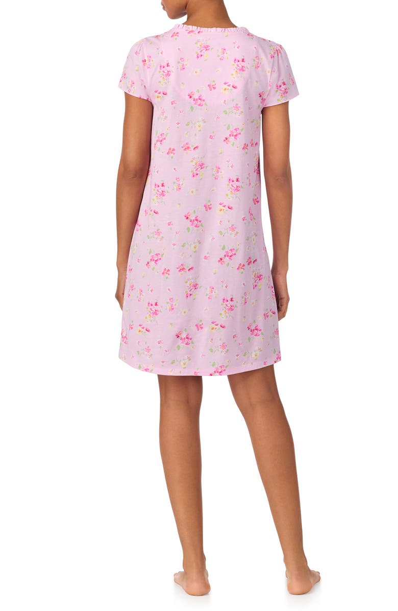 Lauren Ralph Lauren Short Sleeve Ruffle V-Neck Nightgown, Alternate, color, Pink Floral