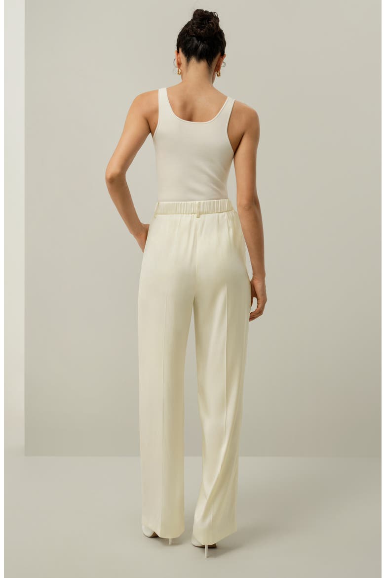 Women's Heavy-Weight  Silk Charmeuse Straight Leg Pants, Alternate, color, Lily White