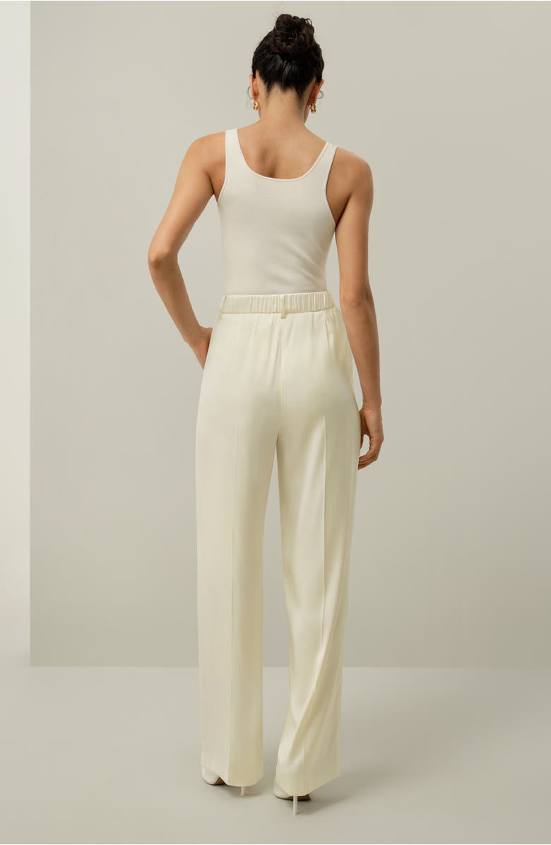 Lilysilk Double-Faced Charmeuse Straight- Leg Pant, Alternate, color, Lily White
