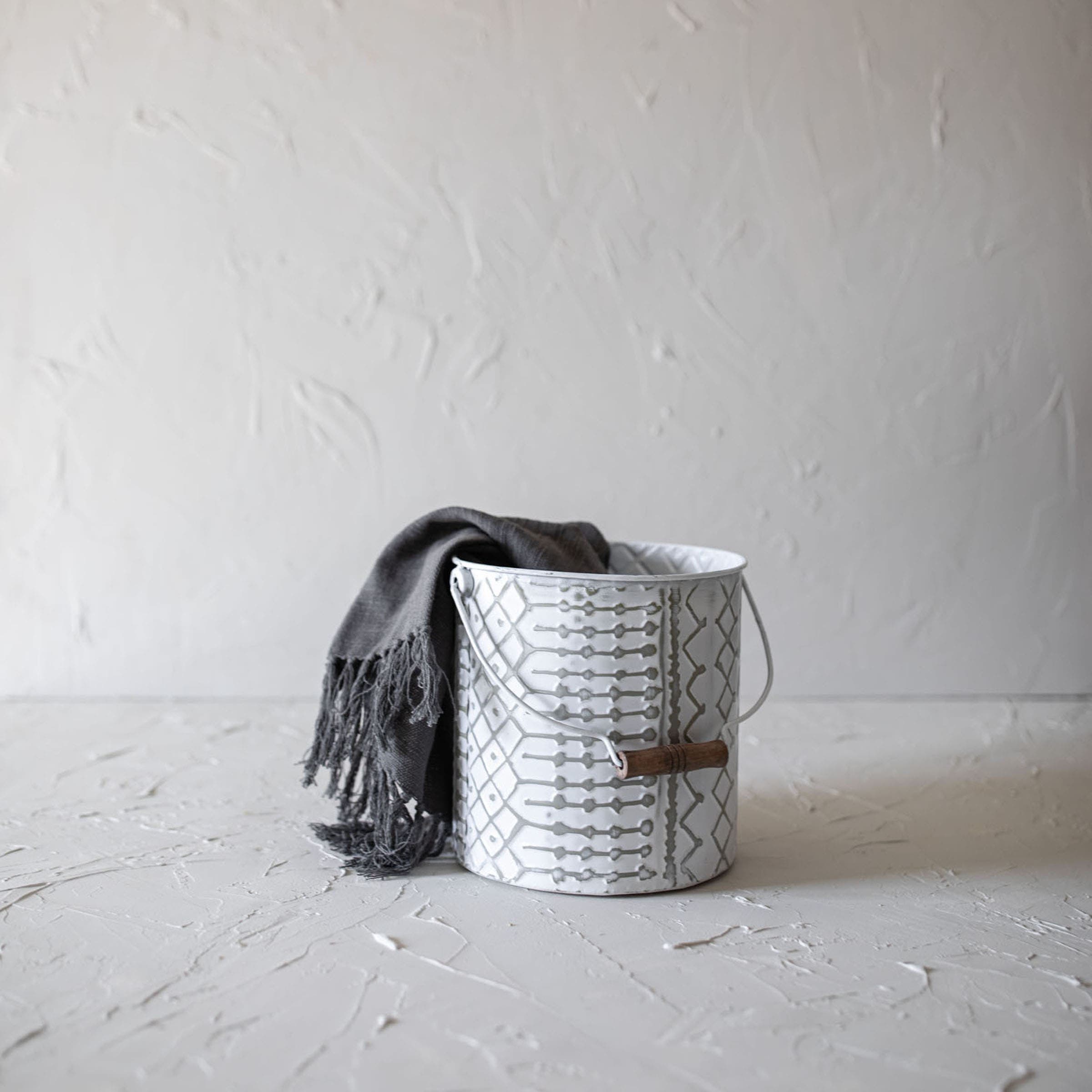 Foreside Home and Garden Multi Pattern Bucket Planter Metal & Wood ...