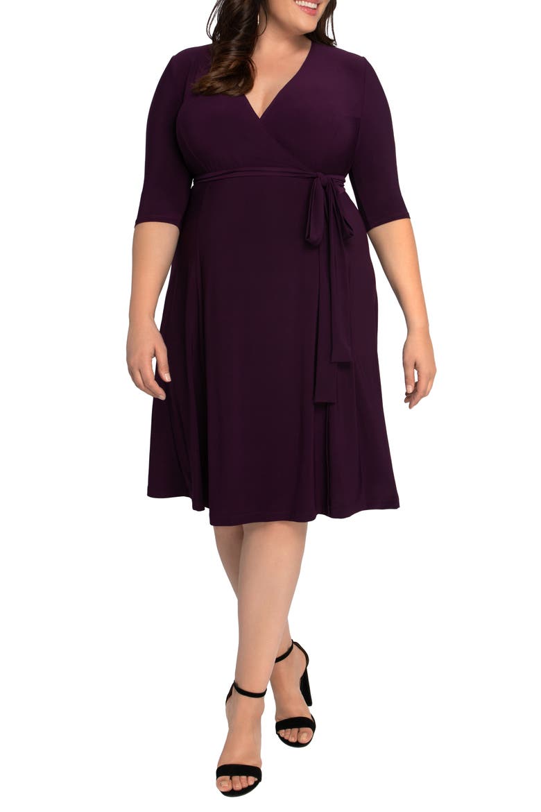Essential Wrap Dress, Main, color, PLUM PASSION