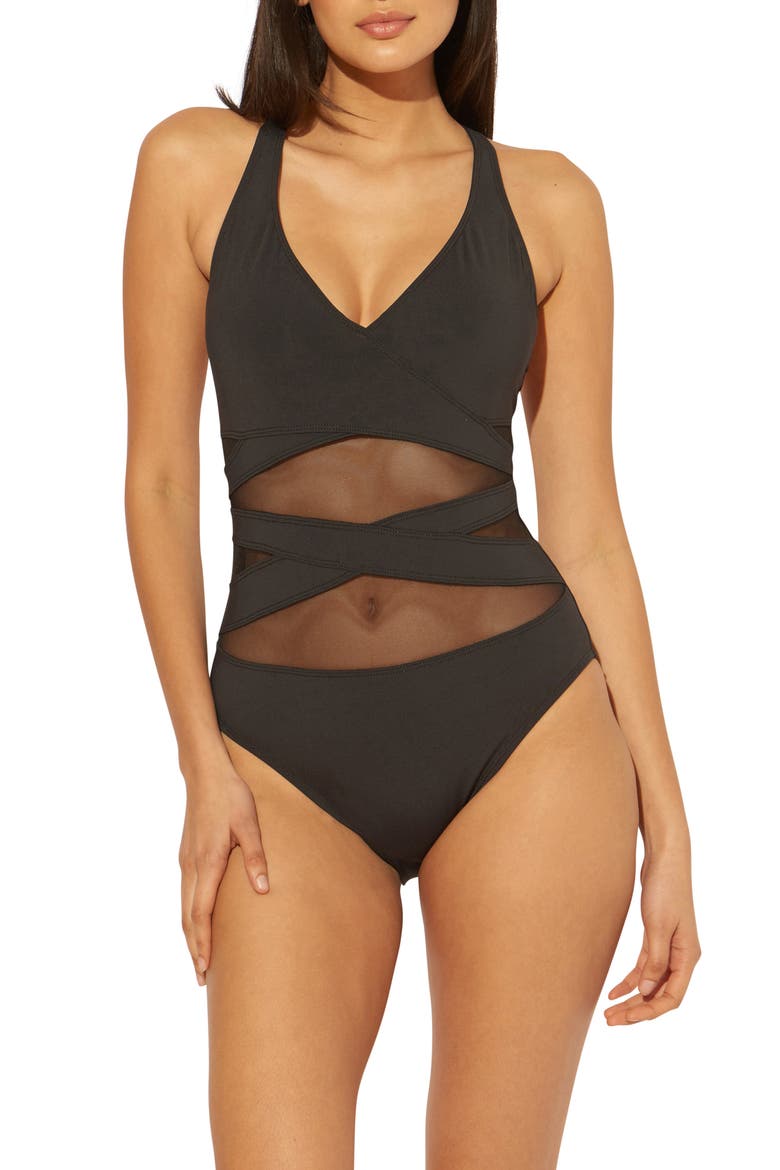 Don't Mesh With Me One-Piece Swimsuit, Main, color, BLACK
