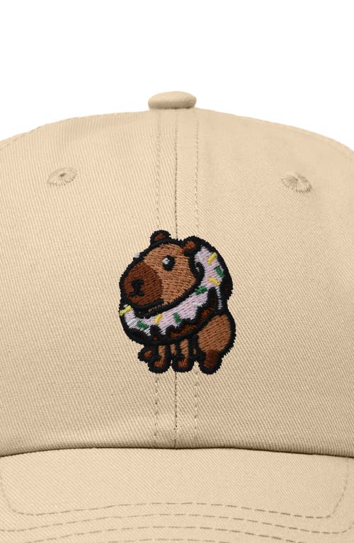 Dalix Capybara Donut Embroidered Cap In Khaki