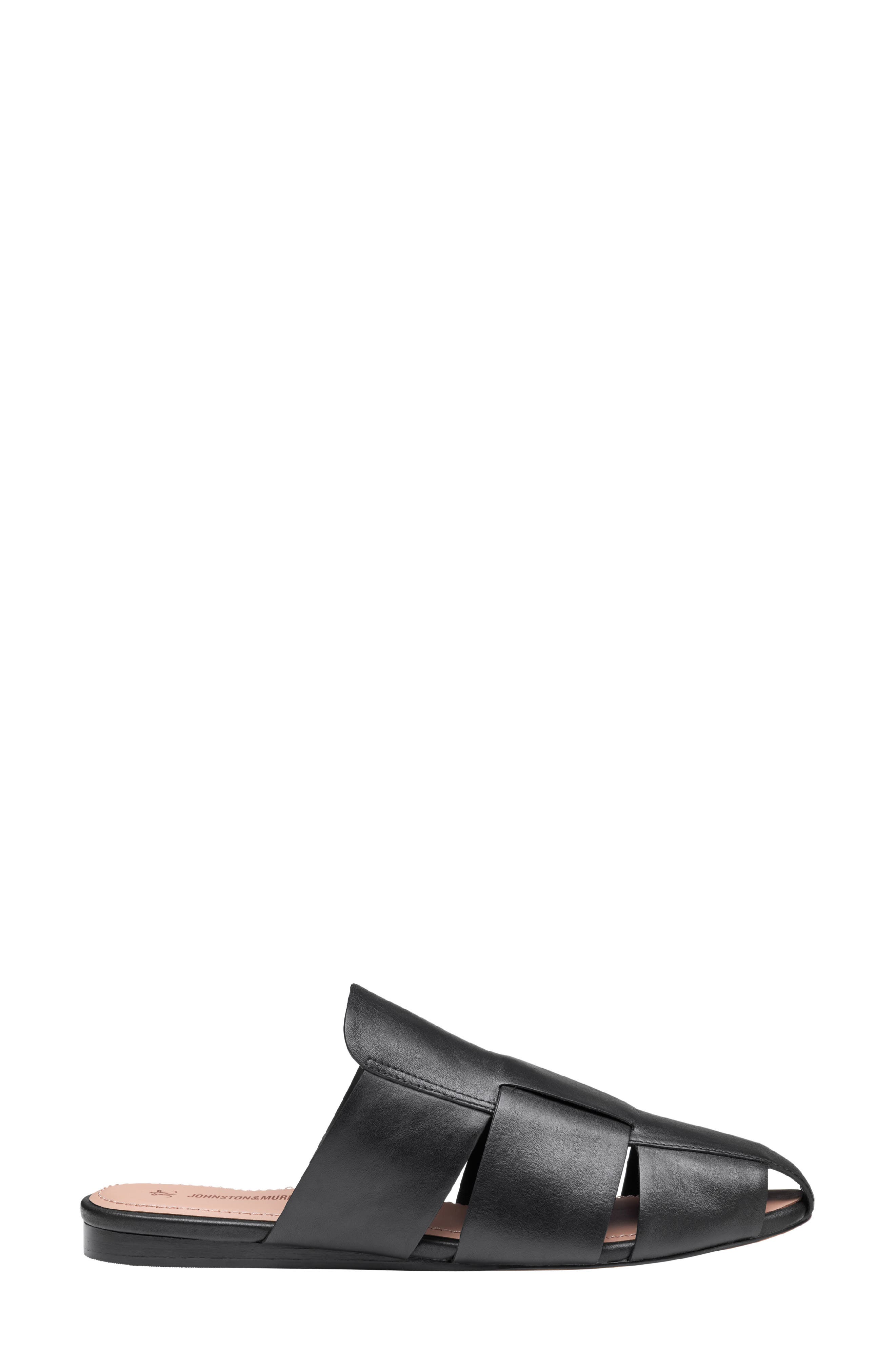 Johnston & Murphy Claire Leather Fisherman Mule Sandal, Alternate, color, Black Nappa Leather