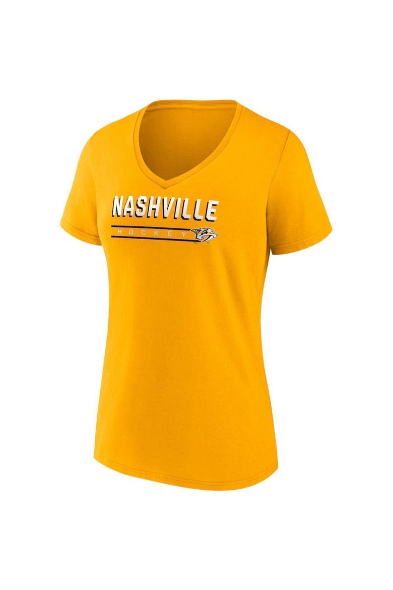 Women's Fanatics Branded Gold/Heathered Gray Nashville Predators 2-Pack V-Neck T-Shirt Set, Alternate, color, Gold