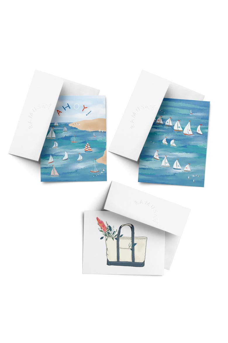 Everyday Greeting Card Pack Sets (3 ct, Assorted) Ahoy, Tote, Regatta Thanks, Main, color, Multi-Pack