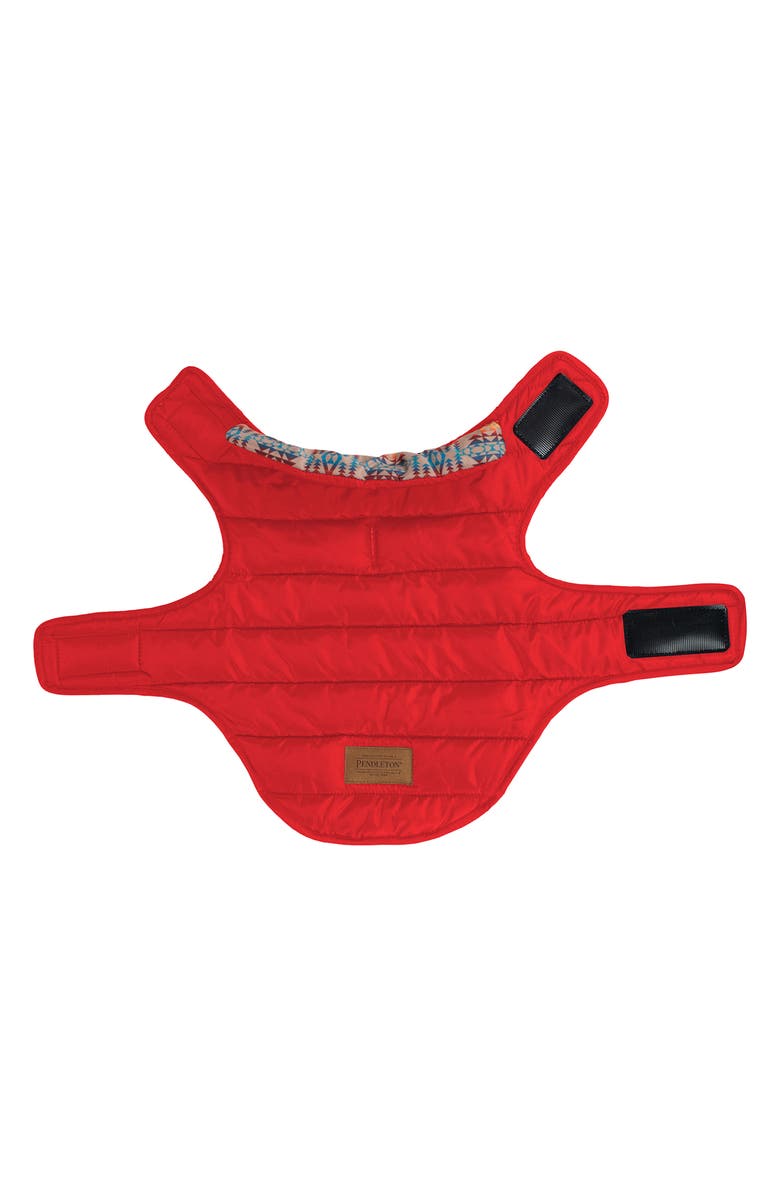 Pendleton Puffer Dog Coat, Alternate, color, Red