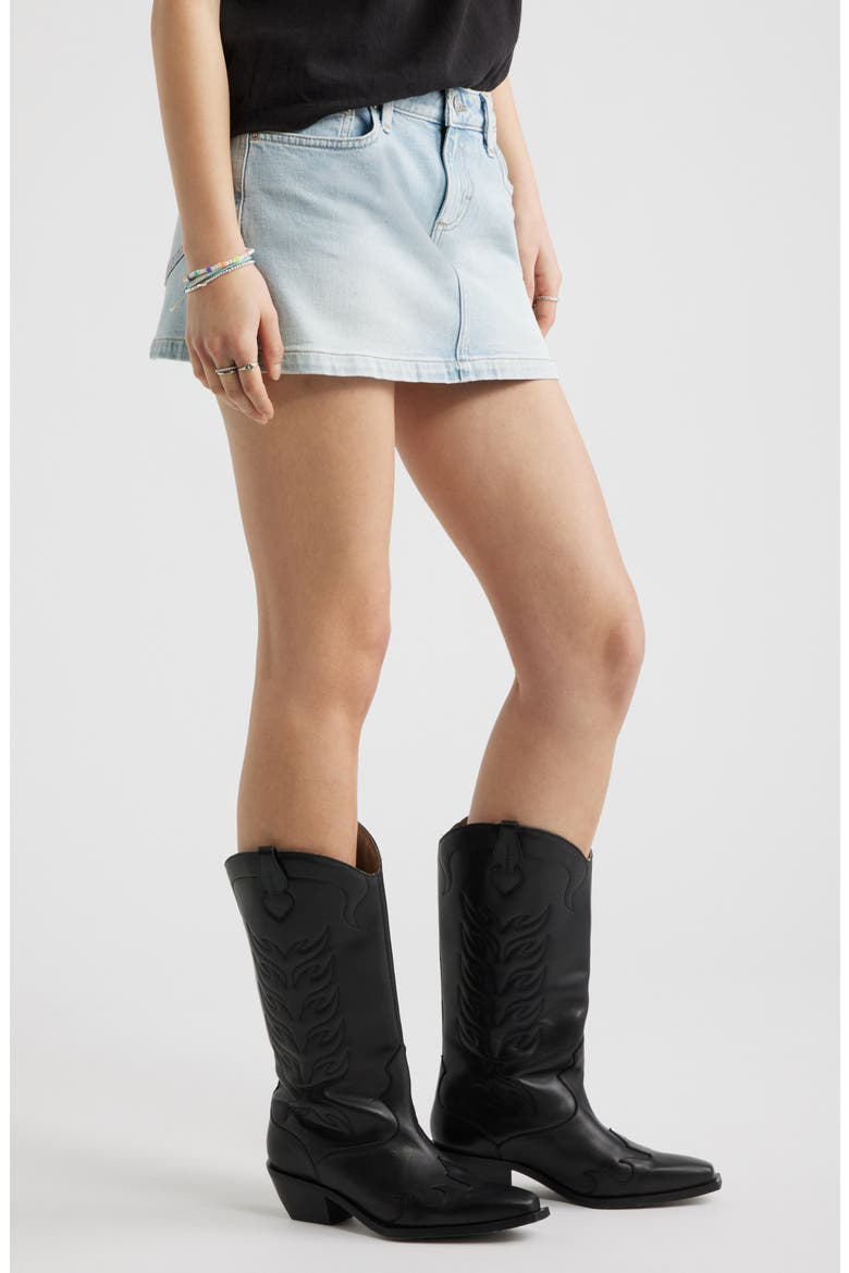 Low Rise Denim Miniskirt, Alternate, color, SPRING WASH