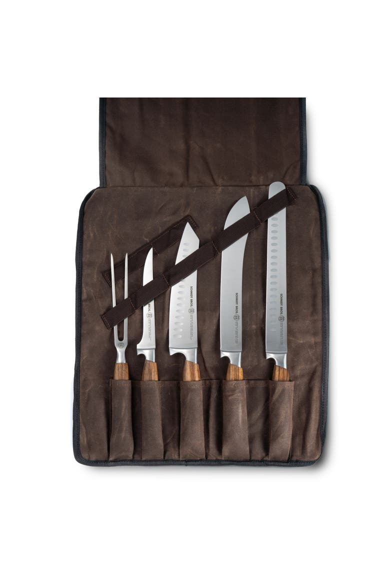 Zebra Wood 6-Piece BBQ Knife Set, Main, color, Brown