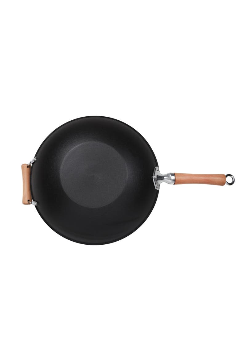 Preseasoned Cast Iron Flat Bottom Wok with Maple Handle, 14-Inch, Alternate, color, Black