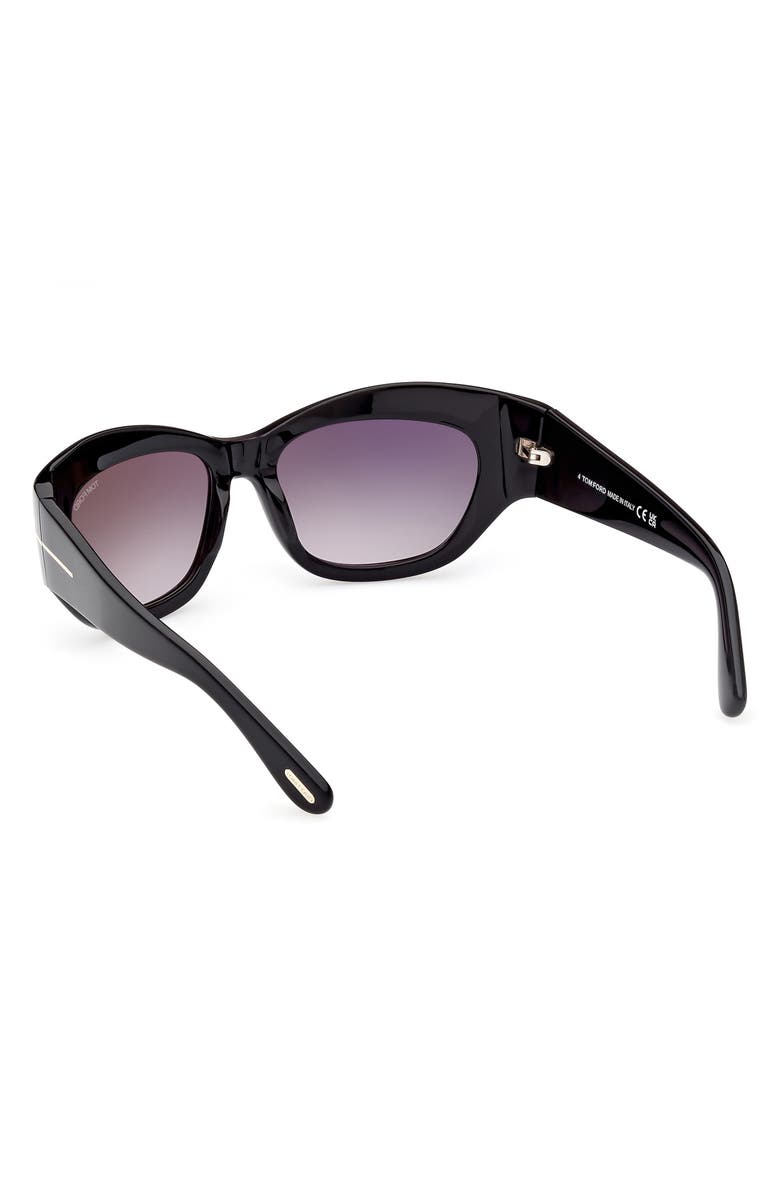 TOM FORD Brianna 55mm Gradient Cat Eye Sunglasses, Alternate, color, Shiny Black / Smoke Pink
