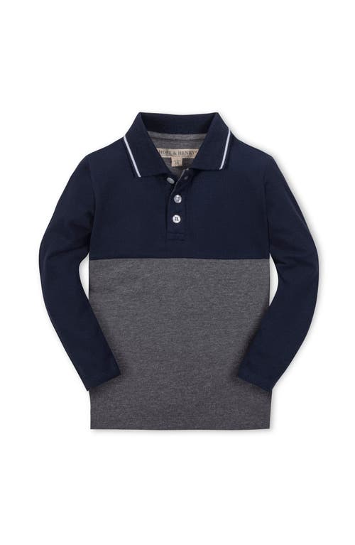 Hope & Henry Kids' Organic Long Sleeve Colorblock Jersey Polo In Multi