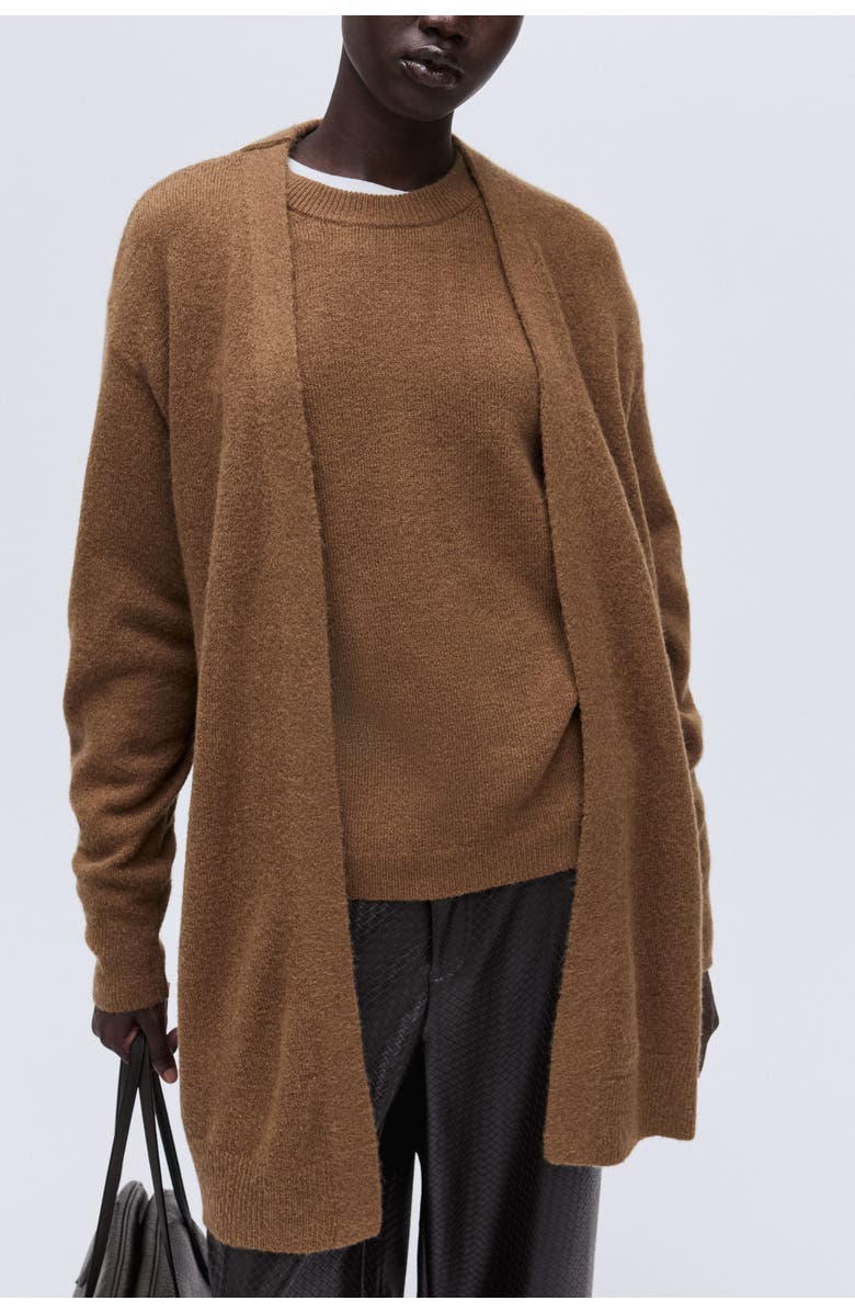 H&M Long Cardigan, Alternate, color, Brown