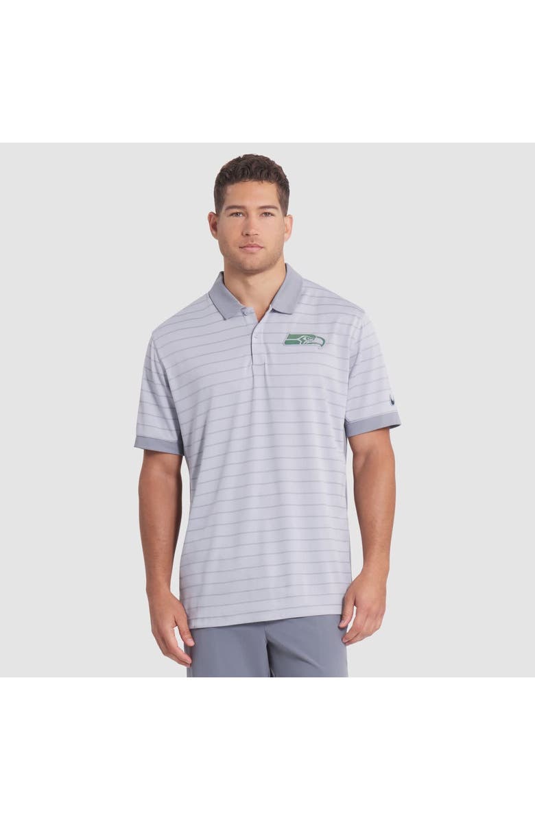 Nike Men's Nike Wolf Gray Seattle Seahawks 2025 Rivalries Collection Sideline Victory Striped Dri-FIT Polo, Main, color, Gray