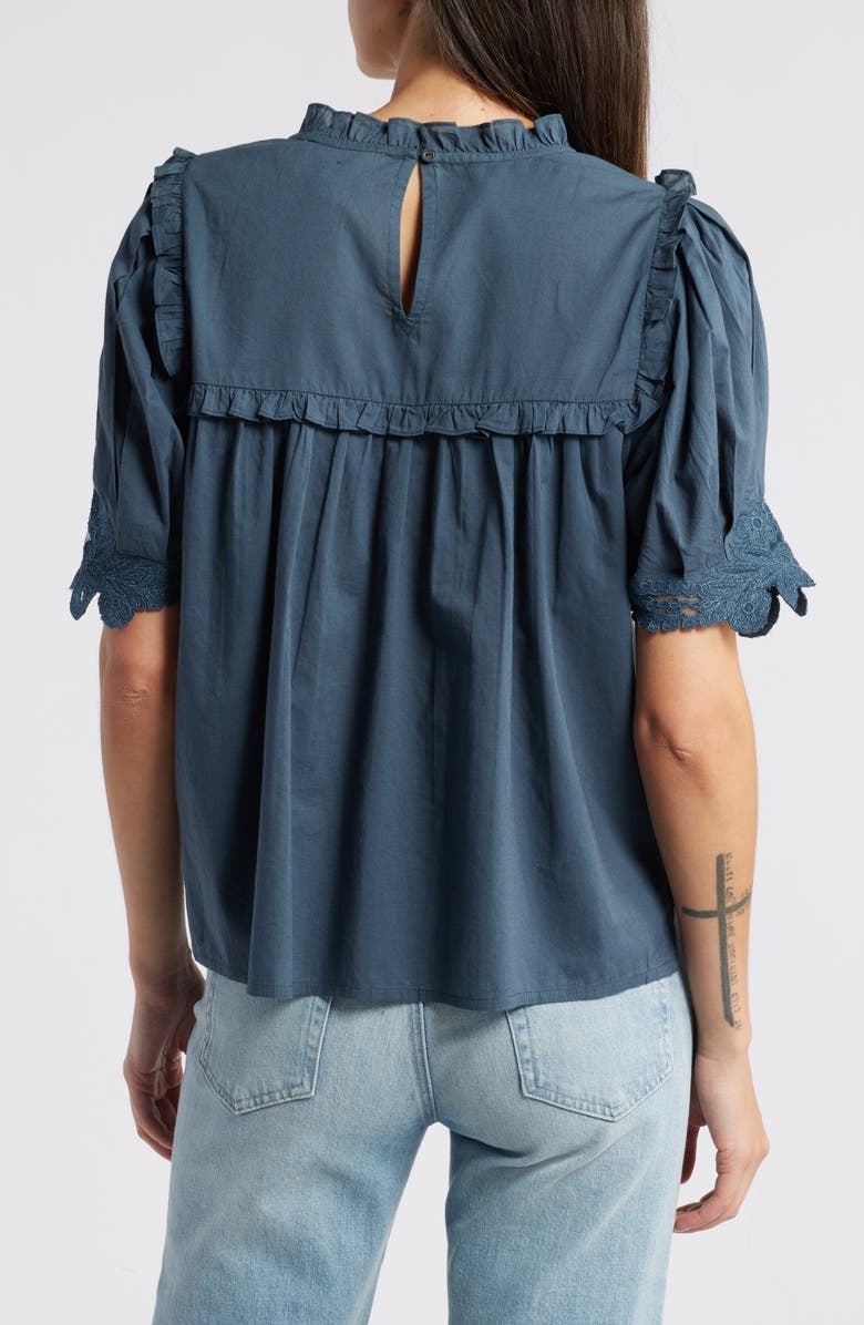 Cleobella Nicky Smocked Ruffle Organic Cotton Top, Alternate, color, 
