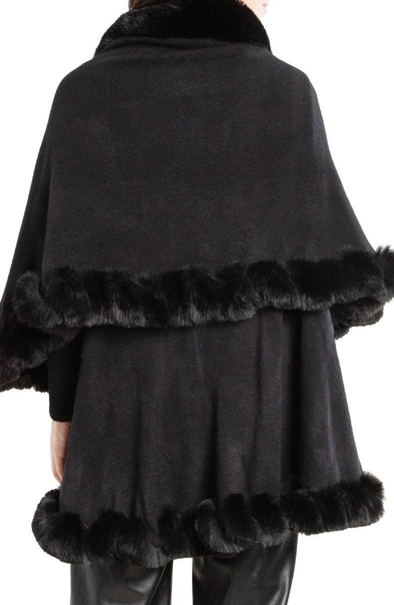 SAACHI Tiered Faux Fur Cardigan, Alternate, color, Black