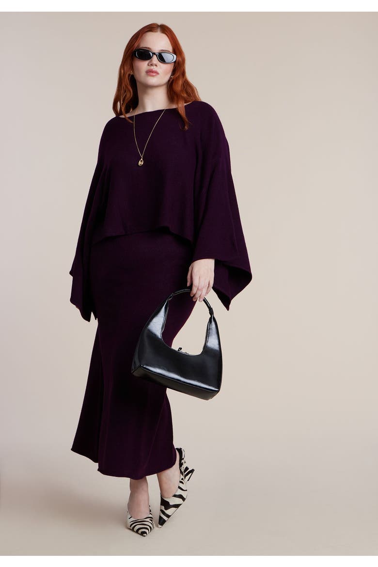 Boxy Three Quarter Sleeve Turtleneck, Alternate, color, PLUM PURPLE