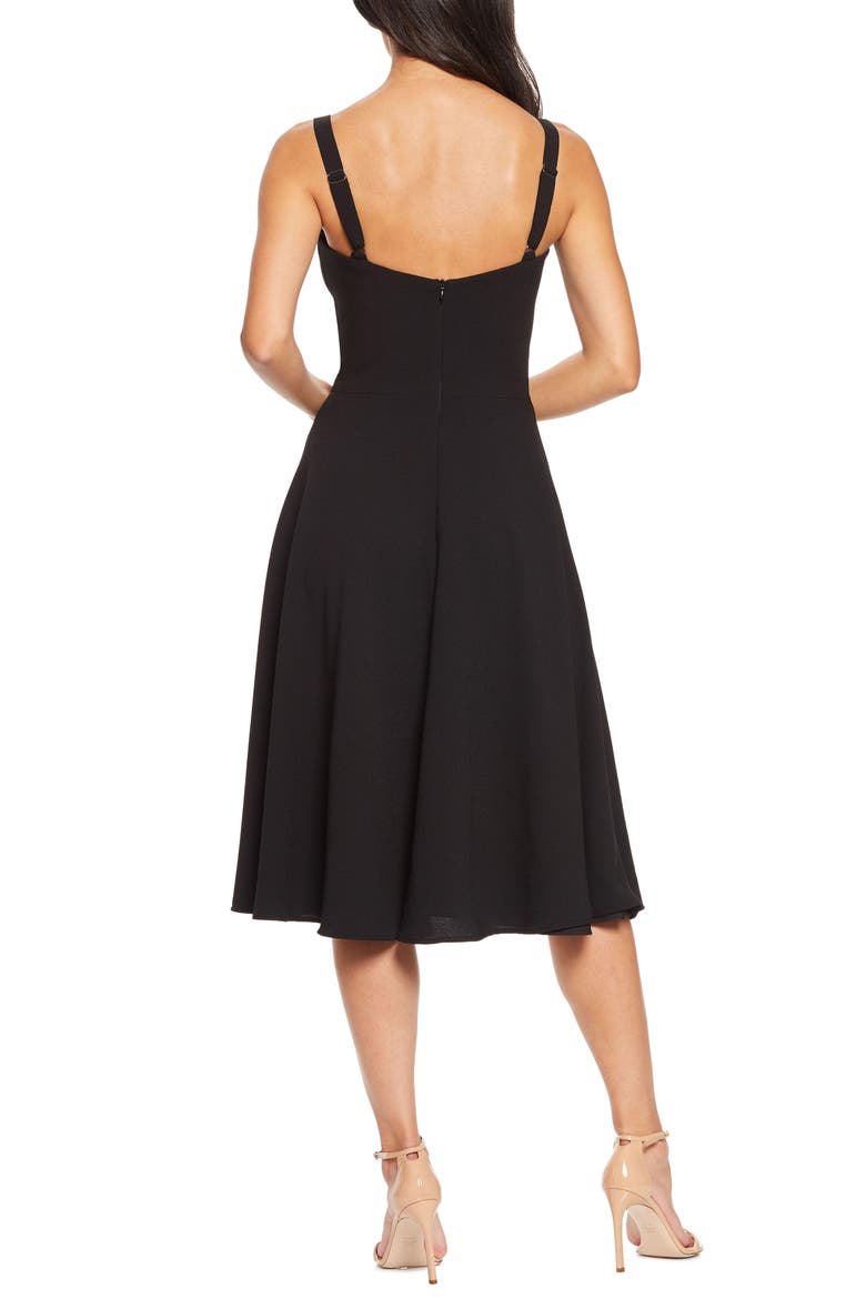 Bianca Sweetheart Midi Cocktail Dress, Alternate, color, BLACK