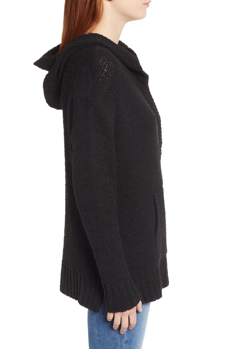 Beachy Hooded Knit Sweater, Alternate, color, BLACK