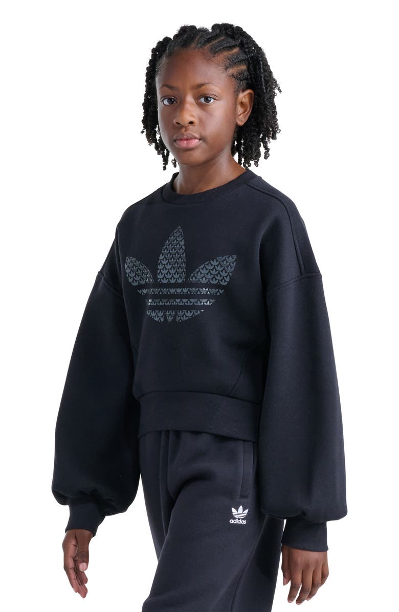 adidas Kids' Trefoil Graphic Sweatshirt, Alternate, color, Black