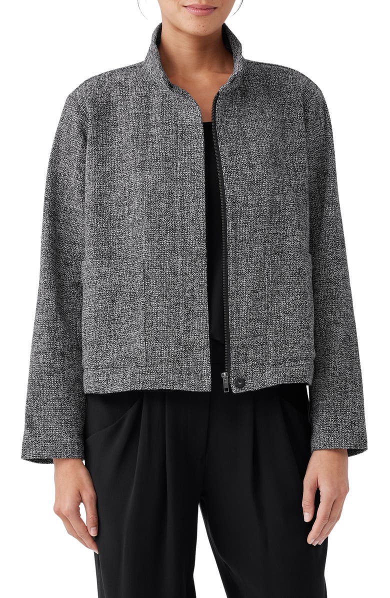 Eileen Fisher Stand Collar Tweed Jacket, Main, color,