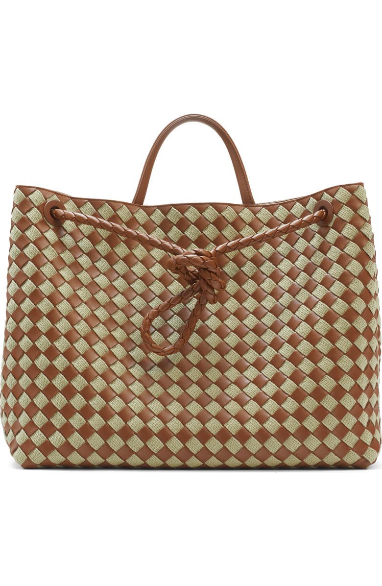 Bottega Veneta Large Andiamo Intrecciato Rope & Leather Handbag, Alternate, color, Cognac