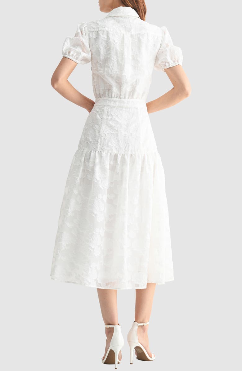 Mila Mae Floral Jacquard Shirtdress, Alternate, color, White