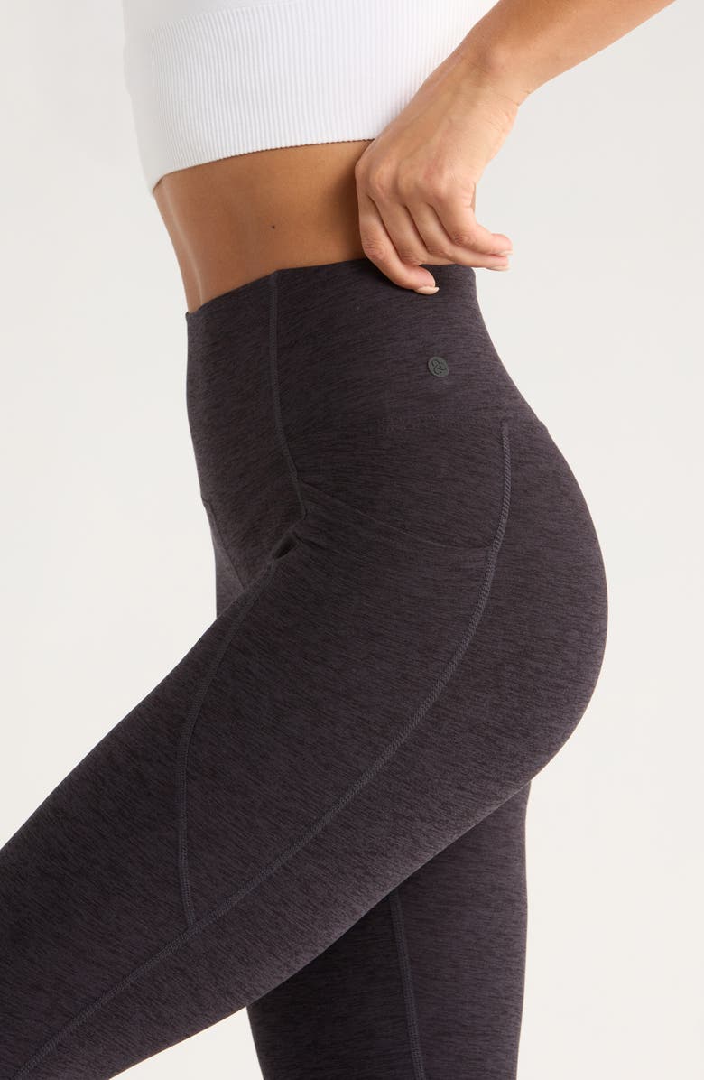 Zella Renew High Waist Pocket Leggings, Alternate, color, Black Melange